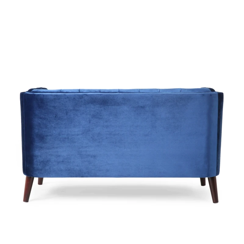 Modern Glam Loveseat sofa with Velvet Upholstery, Wingback Design, Button-Tufted Diamond Stitch, 53.50" W x 31.00" D x 30.00" H, Navy Blue
