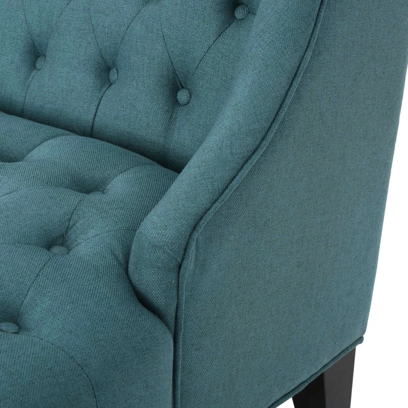 Modern Glam Loveseat Sofa with Velvet Upholstery, Wingback Design, Button-Tufted Diamond Stitch, 50.50" W x 34.00" D x 38.50" H, Teal