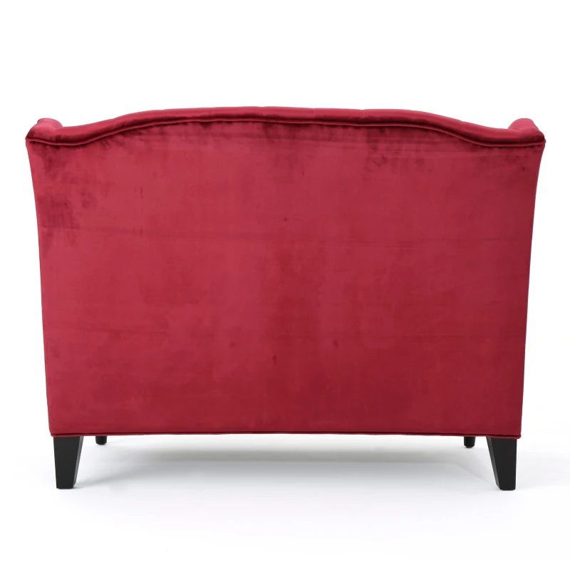Modern Glam Loveseat Sofa with Velvet Upholstery, Wingback Design, Button-Tufted Diamond Stitch,50.50" W x 34.00" D x 38.50" H, Wine Red