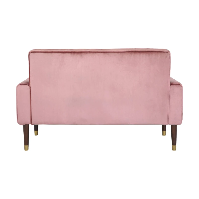 Modern Glam Loveseat Sofa with Velvet Upholstery, Wingback Design, Button-Tufted Diamond Stitch, 52.00" W x 30.50" D x 32.50" H, Blush