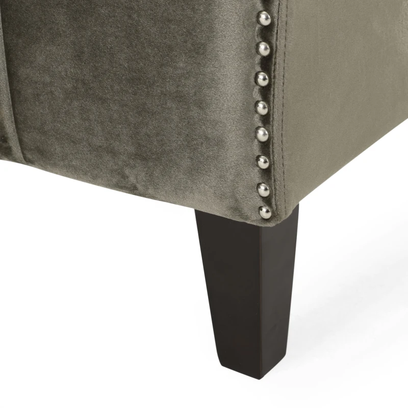 Modern Glam Loveseat Sofa with Velvet Upholstery, Wingback Design, Button-Tufted Diamond Stitch, 53.50" W x 30.50" D x 28.00" H, Grey