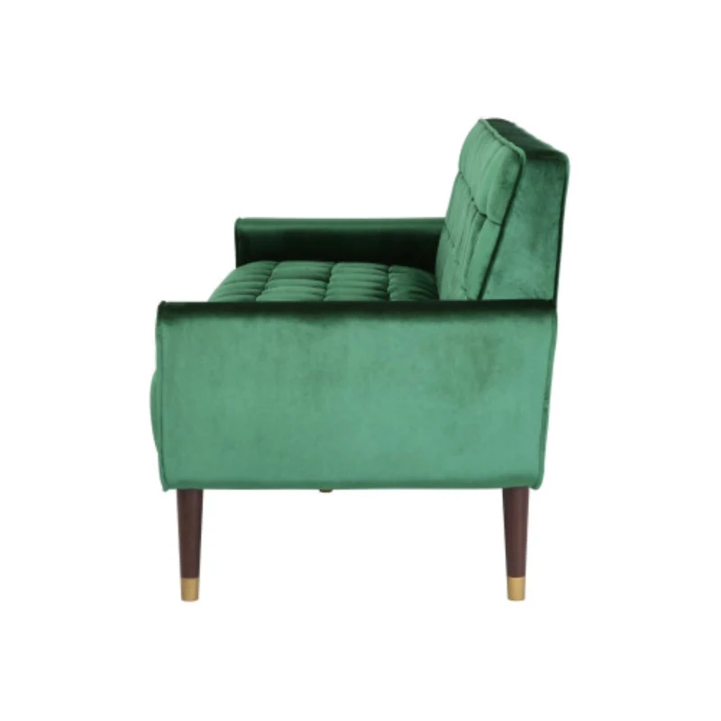Modern Glam Loveseat Sofa with Velvet Upholstery, Wingback Design, Button-Tufted Diamond Stitch, 52.00" W x 30.50" D x 32.50" H, Emerald