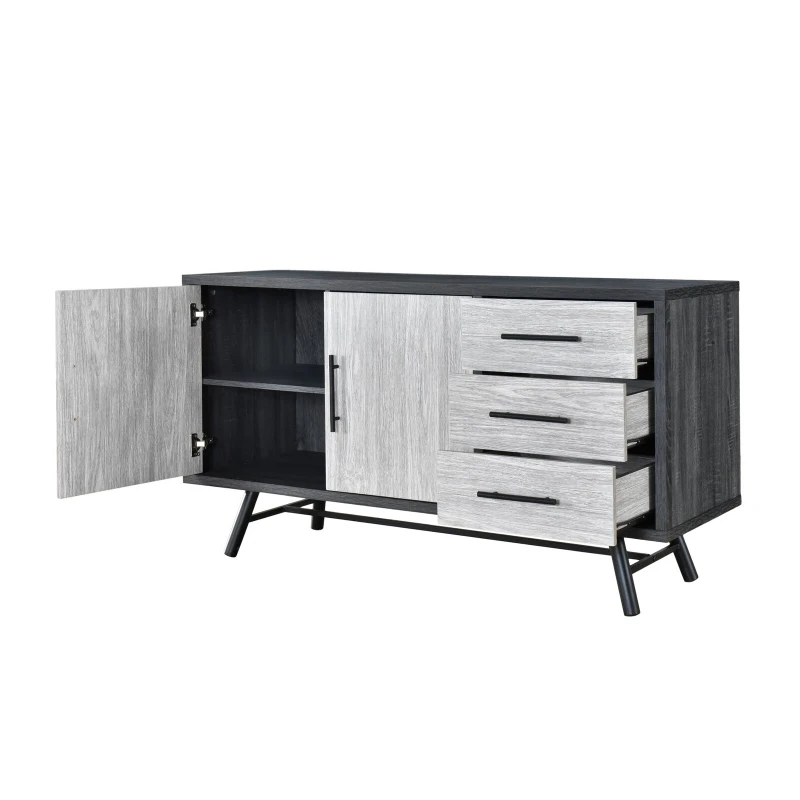 Vinsetto Modern Industrial Sideboard Buffet, Durable Iron Legs, Ample Storage, Easy Assembly, 55.50” W x 20.00” D x 29.50” H, Grey
