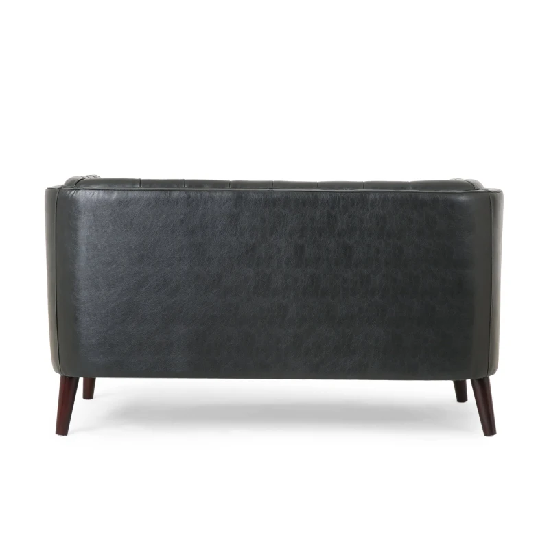 Modern Glam Loveseat Sofa with Velvet Upholstery, Wingback Design, Button-Tufted Diamond Stitch, 53.50" W x 31.00" D x 30.00" H, Black