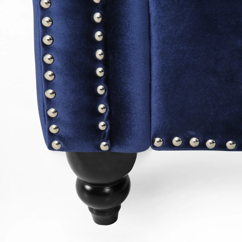 Modern Glam Loveseat Sofa with Velvet Upholstery, Wingback Design, Button-Tufted Diamond Stitch, 61.00" W x 32.00" D x 25.50" H, Blue