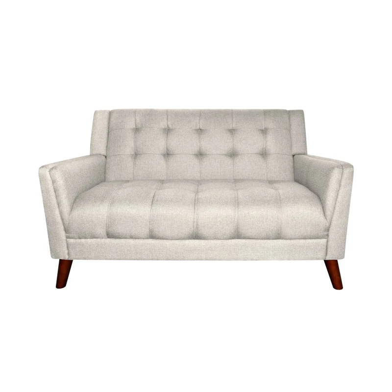 Modern Glam Loveseat Sofa with Velvet Upholstery, Wingback Design, Button-Tufted Diamond Stitch, 53.00" W x 31.50" D x 32.50" H, Beige