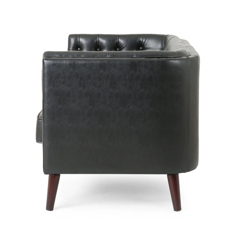 Modern Glam Loveseat Sofa with Velvet Upholstery, Wingback Design, Button-Tufted Diamond Stitch, 53.50" W x 31.00" D x 30.00" H, Black