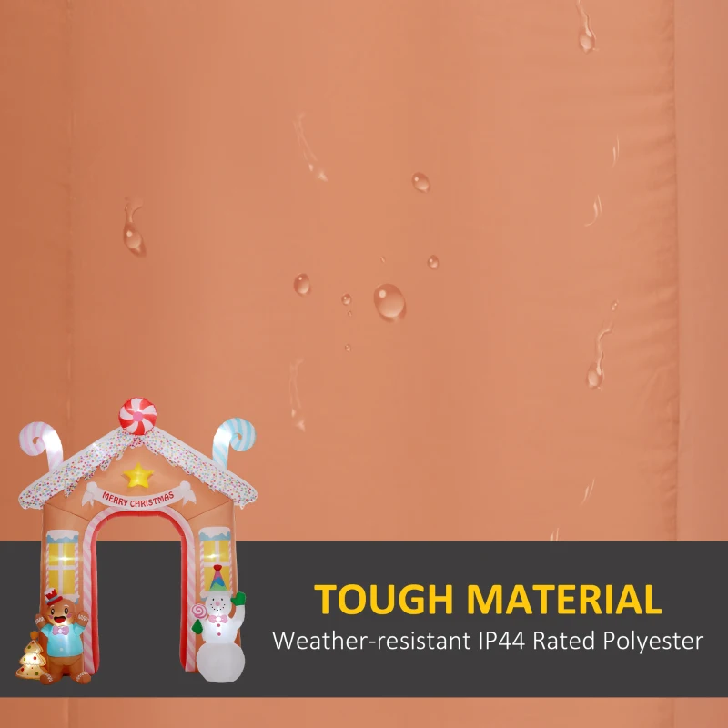 Outsunny 10FT Giant Inflatable Candy House Archway, Christmas Blow Up Arch with LED Lights for Indoor, Outdoor, Yard