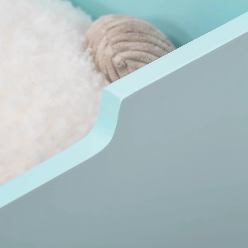 Qaba Kids Toy Chest Wooden Toy Storage Organizer Chest Box with Magnetic Hinge, Large Storage Space, & Groove Handle, Blue