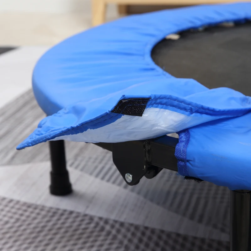 Soozier Φ40” Foldable Mini Fitness Trampoline Home Gym Yoga Exercise Rebounder Indoor Outdoor Jumper with Safety Pad, Blue/Black