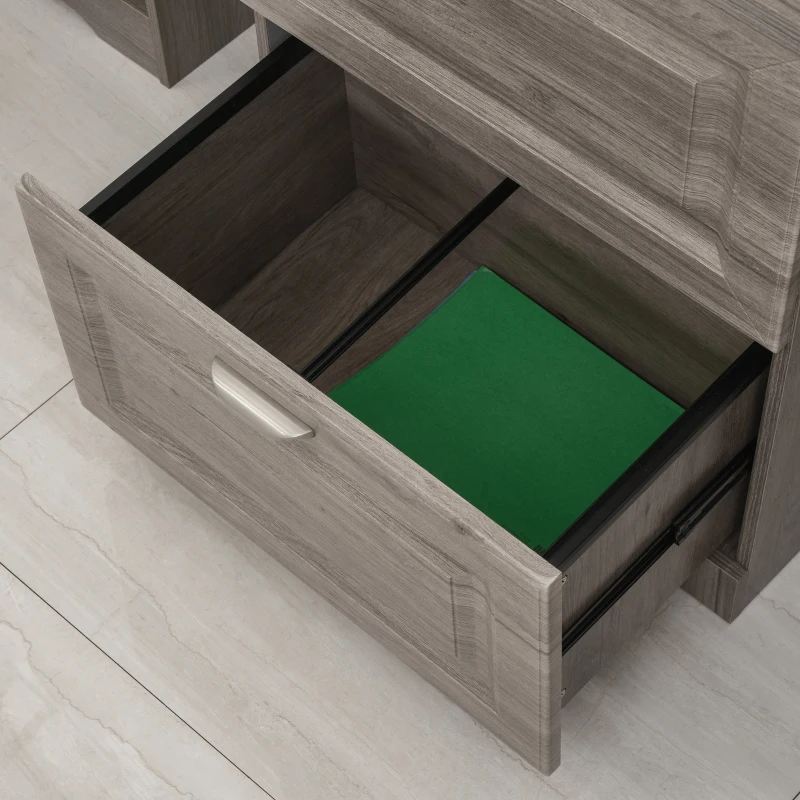 HOMCOM Wood 2-Drawer Lateral File Cabinet Organizer with Hanging Bar and Spacious Tabletop Display for for Letter/Legal Size, Grey