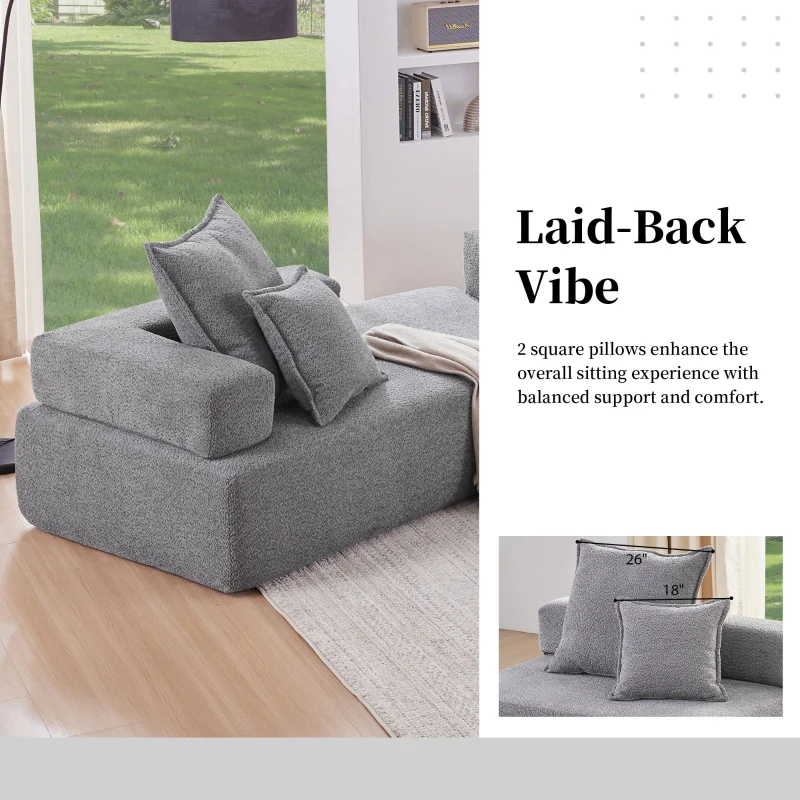 156" Oversized Modular U-Shaped Sectional Sofa with 4 Pieces Free Combination, Convertible Sleeper Couch for Living Room, Gray