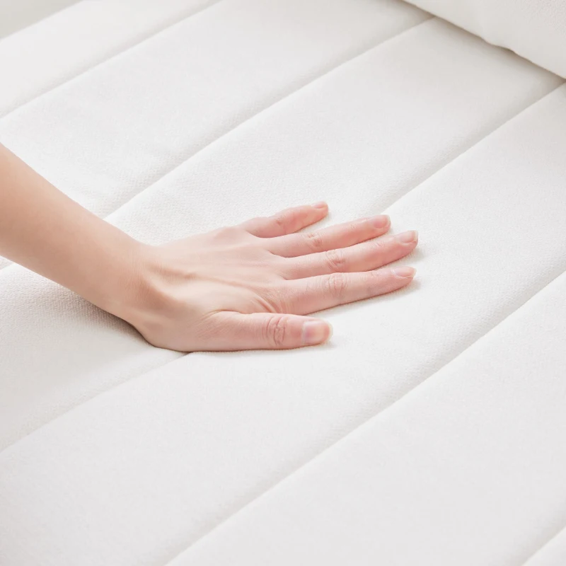 89" x 79" Modern Sectional Sofa with Vertical Stripes and 2 Pillows, 5-Seat Couch with Convertible Ottoman, for Living Room, White