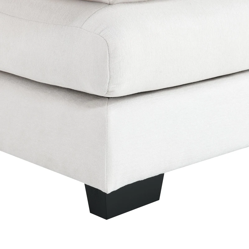 Modern U-Shaped 6-Seat Sectional Sofa with Chaise Lounge, Upholstered Sleeper Couch with Waist Pillows, 110″ L x 55″ W x 33″ H, White