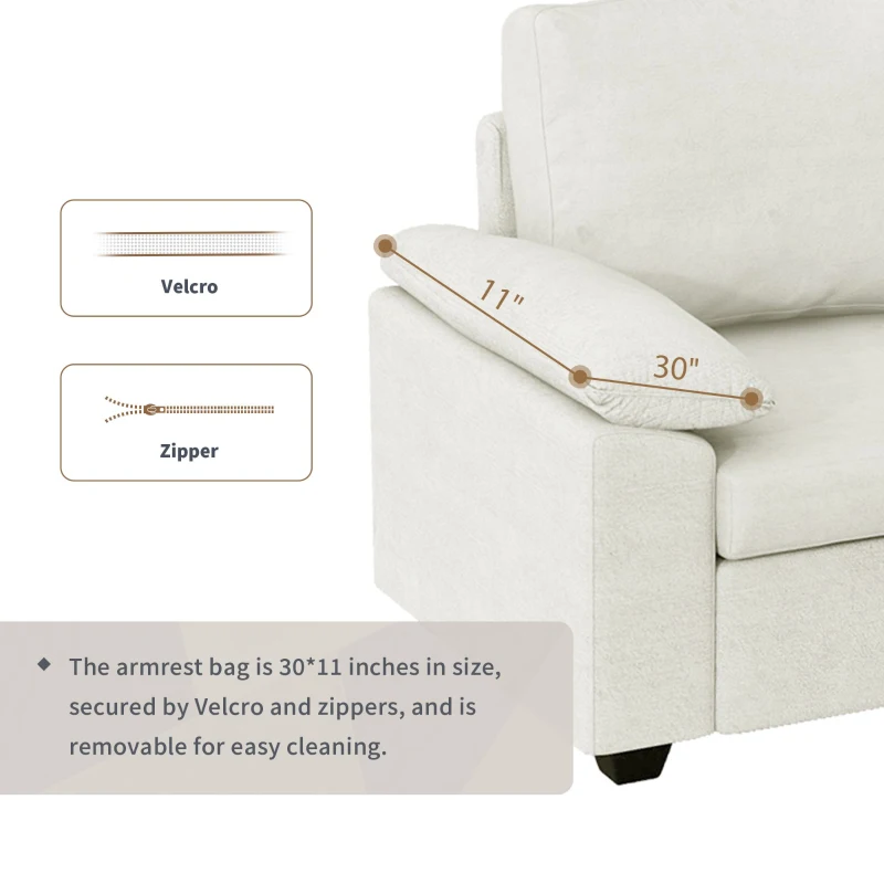 84" x 84" Modern Velvet Sectional Sofa Set with Ottoman and Armrest Pillow, 6-Seat Furniture for Living Room, 84″ L x 84″ W x 35″ H, Beige