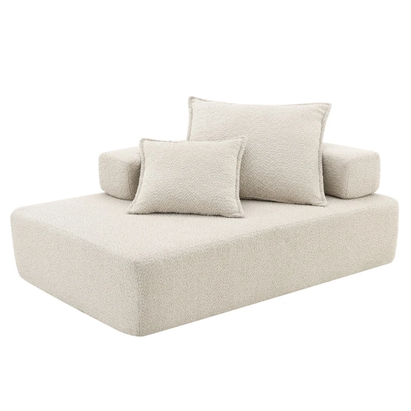 Lounge Frame for Oversized Modular U Shaped Sectional Sofa, Spacious Foam-Filled Sofa Bed for Living Room, 56" L x 36" W x 24.5" H, Beige