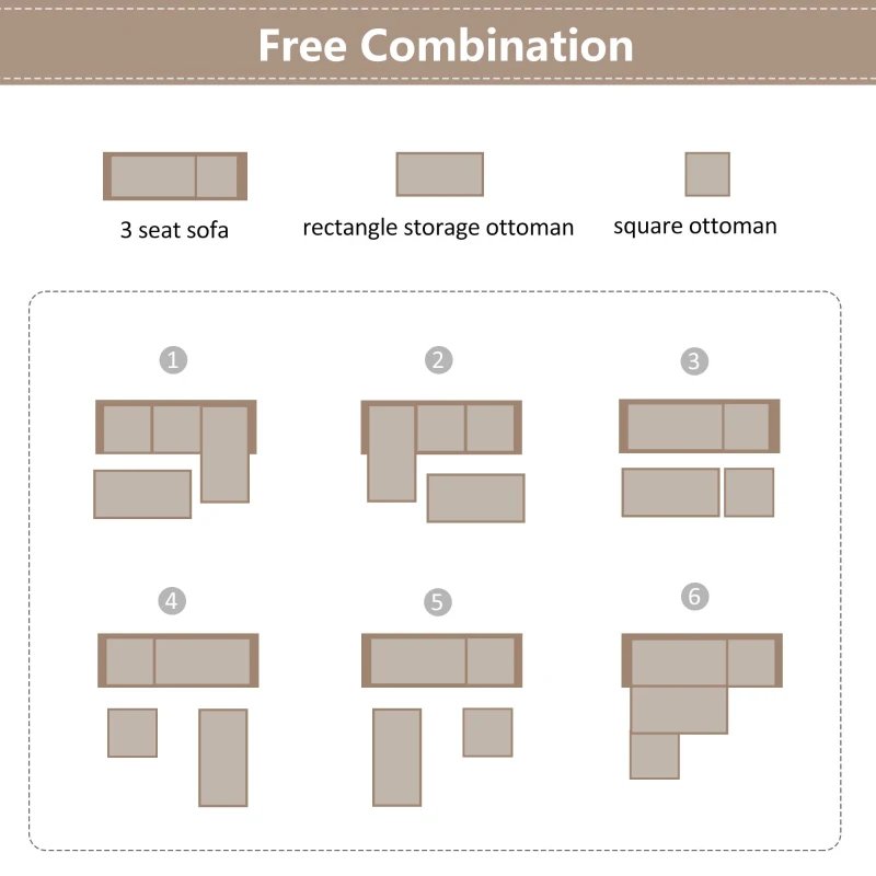 L-Shaped Reversible Sectional Couch with Storage Ottoman and Nailhead Trim, Textured Fabric, 81″ L x 76.5″ W x 35″ H, Warm Grey