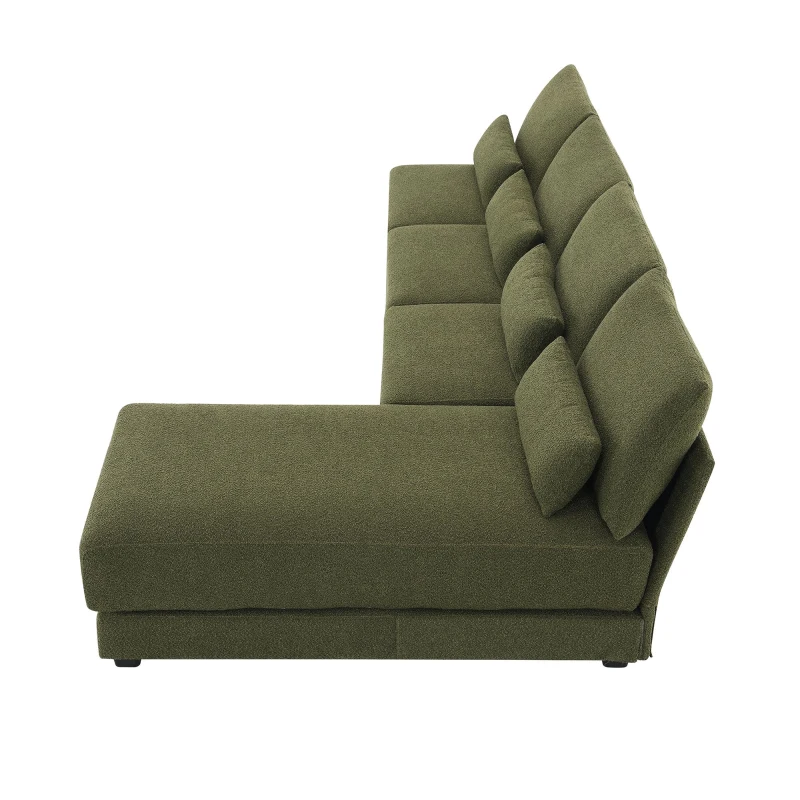 Oversized Deep Seat Sectional Sofa with Reversible Chaise, Loop Yarn Fabric, 5-Seat Couch for Living Room, 120″ L x 61″ W x 33″ H, Green