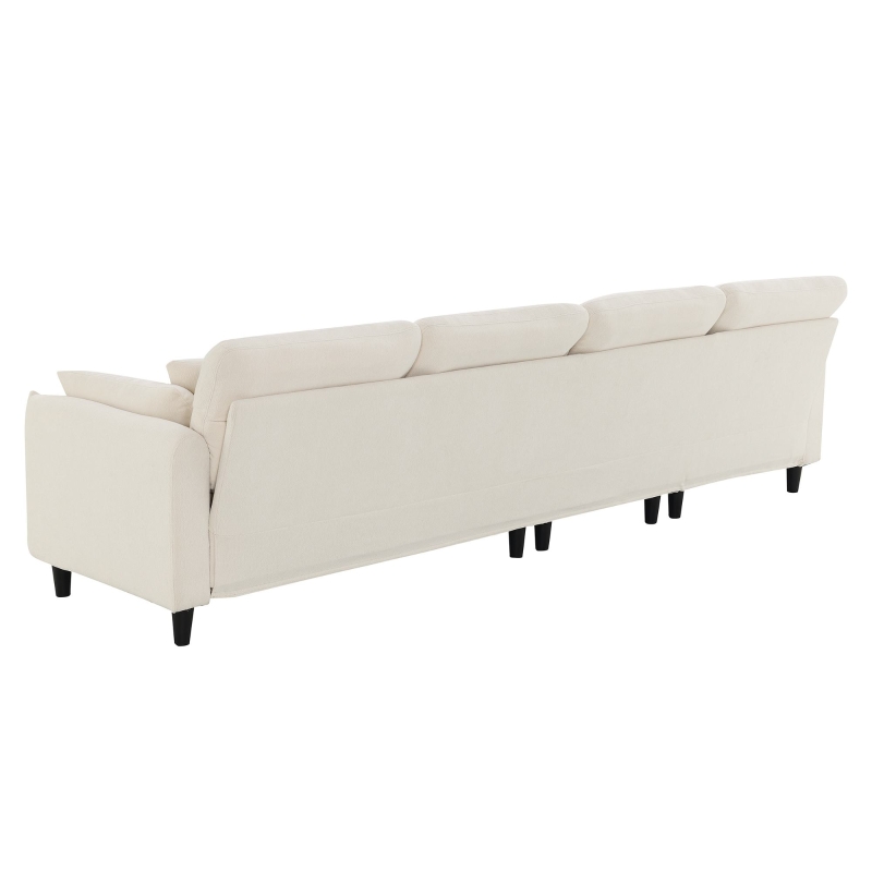 110" x 62" Modern L-Shaped Convertible Sectional Sofa with Free Pillows, 5-Seat Furniture for Living Room, 110″ L x 62″ W x 34″ H, Beige