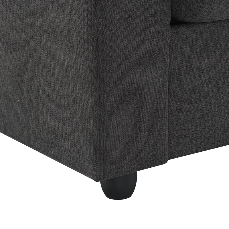 Modern L-Shaped 4-Seat Polyester Fabric Sectional Sofa Set with Convertible Ottoman and 2 Free Pillows, for Living Room, Dawn Gray
