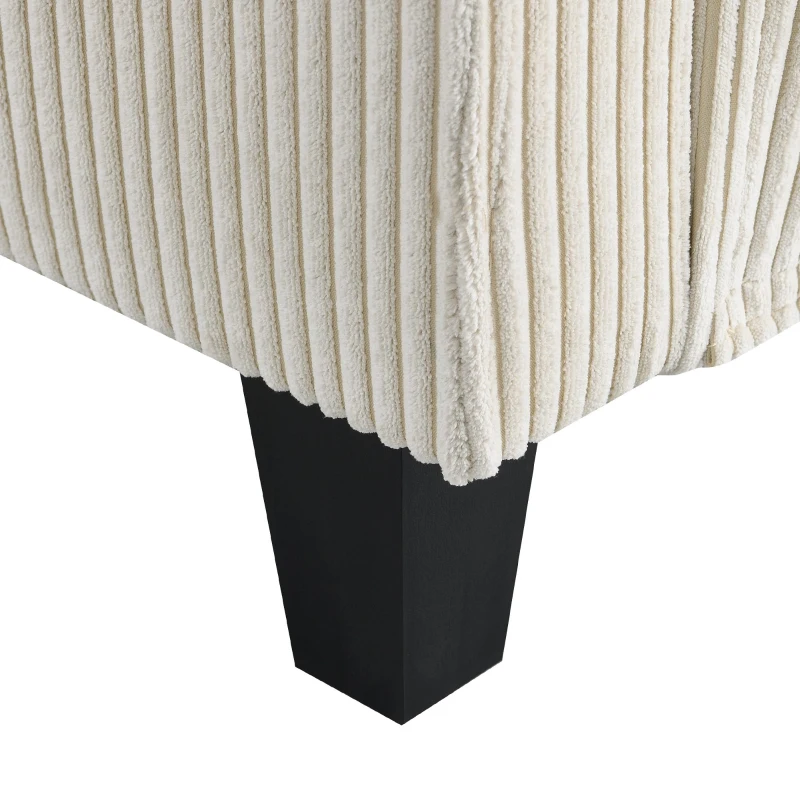 87" x 61" Modern L-Shaped Corduroy Sofa with Reversible Chaise, 4-Seat, Couch with Pillows for Living Room, 87″ L x 61″ W x 33″ H, Beige