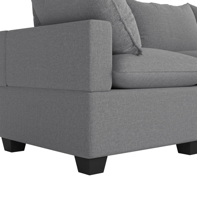 120" x 93" Modern U-Shape Modular Sofa with Storage Ottoman and 2 Pillows, 7-Seat Freely Combinable Furniture for Living Room, Gray