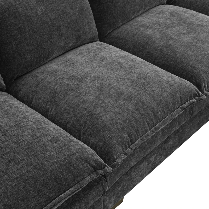 118" x 55" Modern L-Shaped Chenille Cloud Sofa with Double Seat Cushions and Chaise Lounge, 5-Seat Couch for Living Room, Gray