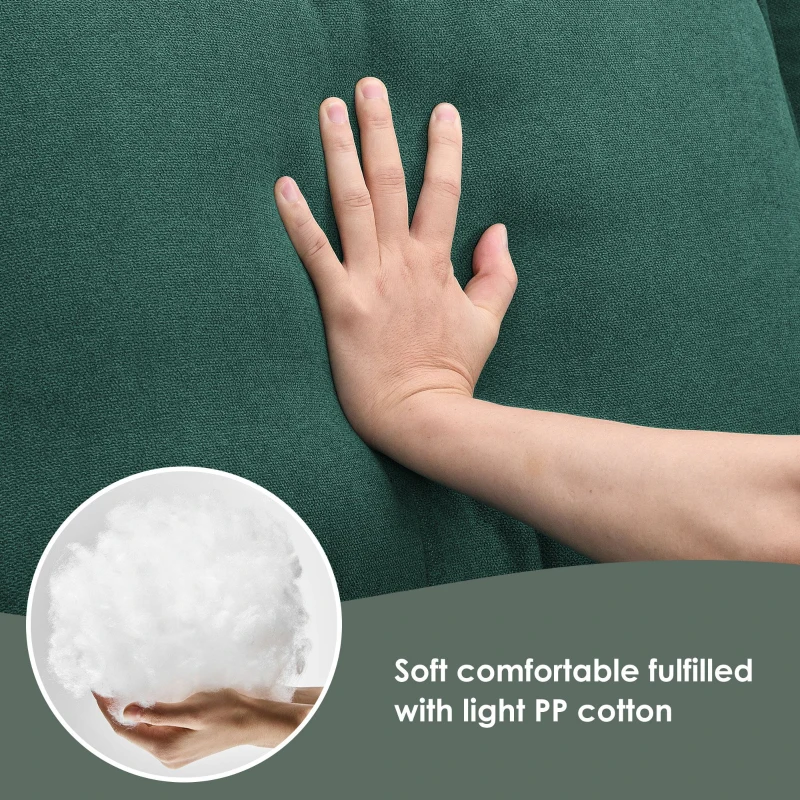 Modern 5-Seat L-Shape Sectional Sofa Set with Chaise Lounge and 3 Pillows, Terrycloth Fabric, 90″ L x 88″ W x 35″ H, Green