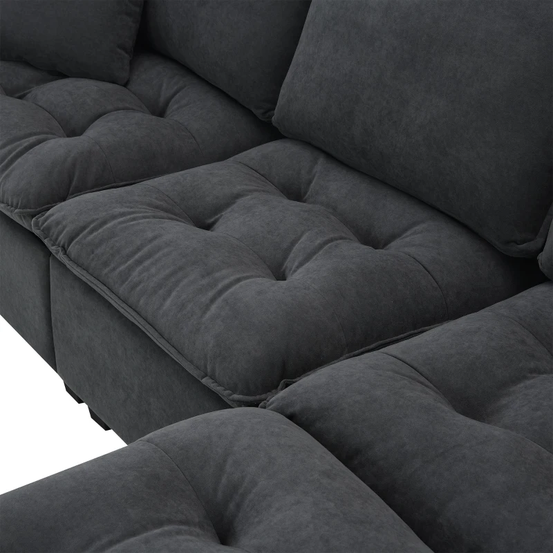 100" Modern L-Shaped Convertible Sectional Sofa with Free Pillows, 4-Seat Sofa for Living Room, 100″ L x 59″ W x 34″ H, Dark Gray