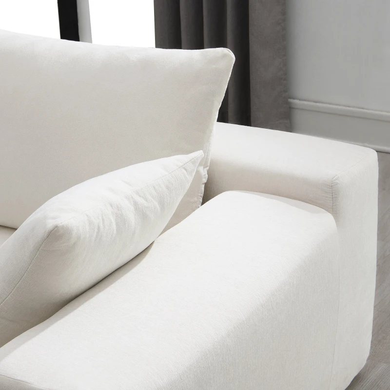 109" x 68" Modern Minimalist Upholstered Sleeper Couch with Square Arms and Pillows, No Assembly Required, Cream