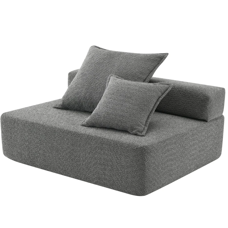 Loveseat Frame for Oversized Modular U Shaped Sectional Sofa, Spacious Foam-Filled Sofa Bed for Living Room, 48" L x 36" W x 24.5" H, Gray