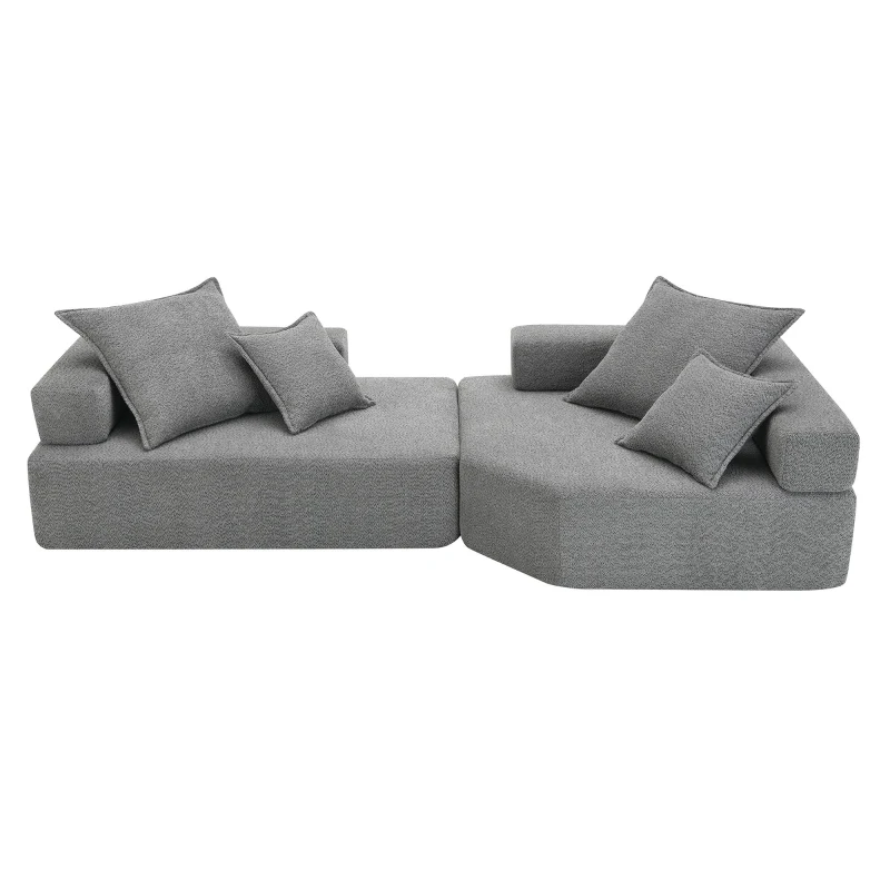 Oversized Modular Sectional Sofa with 2-Piece Free Combination, Spacious Sofa Bed for Living Room, 103.5" L x 47.5" W x 24.5" H, Gray