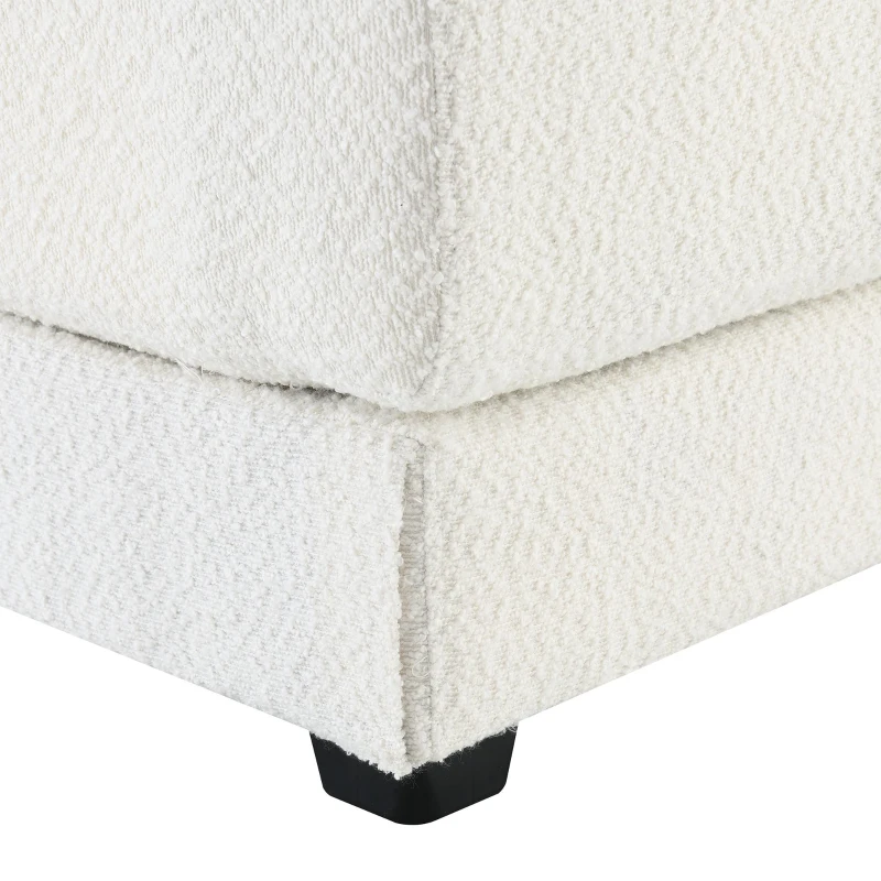 Oversized Deep Seat Sectional Sofa with Reversible Chaise, Loop Yarn Fabric, 5-Seat Couch for Living Room, 120″ L x 61″ W x 33″ H, Cream