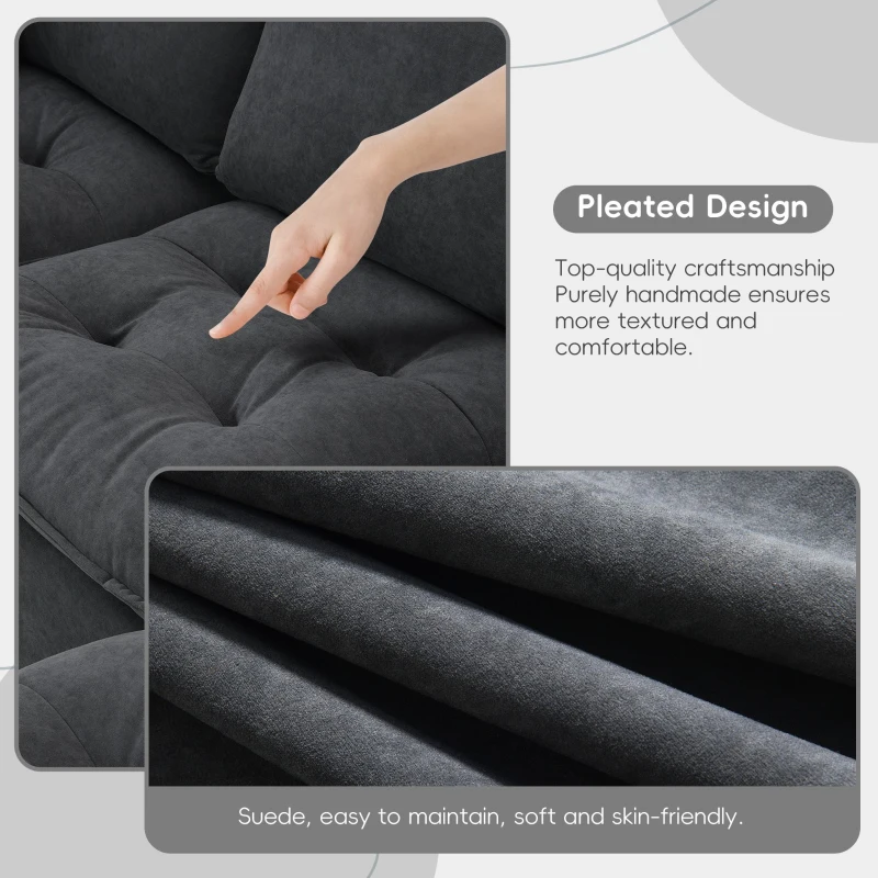 100" Modern L-Shaped Convertible Sectional Sofa with Free Pillows, 4-Seat Sofa for Living Room, 100″ L x 59″ W x 34″ H, Dark Gray