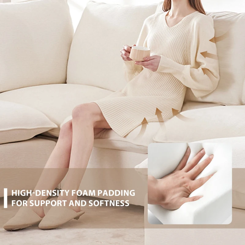 84" x 57" Modern 4-Seat Chenille Modular Sofa Set with 2 Pillows, Freely Combinable, for Living Room, 84″ L x 57″ W x 37″ H, White