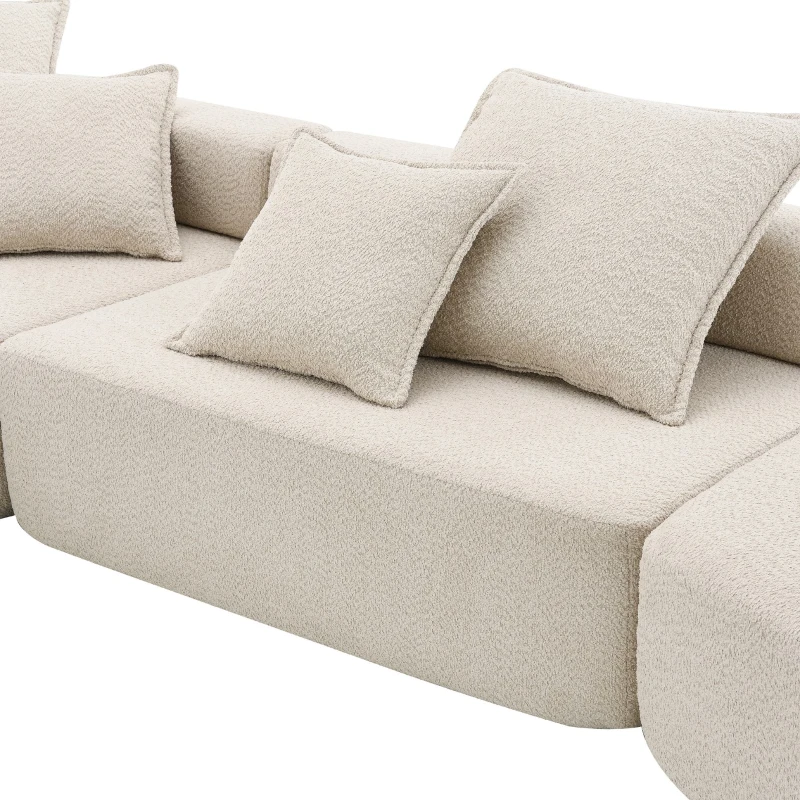Oversized Modular L Shaped Sectional Sofa with 3-Piece Free Combination, Convertible Couch for Living Room, 103.5" L x 95.5" W x 24.5" H, Beige