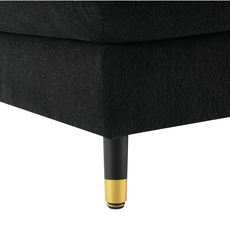 106" L-Shaped Convertible Tufted Sectional Sofa with 4-Seat, Adjustable Legs, Movable Ottoman for Living Room, 106″ L x 66.5″ W x 34″ H, Black