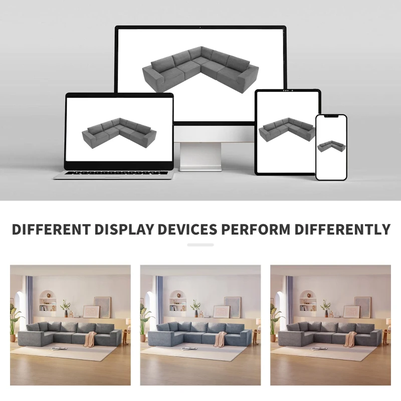 116" Modular L-Shaped Sectional Sofa with 5-Piece Free Combination, Luxury Foam-Filled Sleeper Sofa Bed, 116″ L x 116″ W x 30″ H, Gray