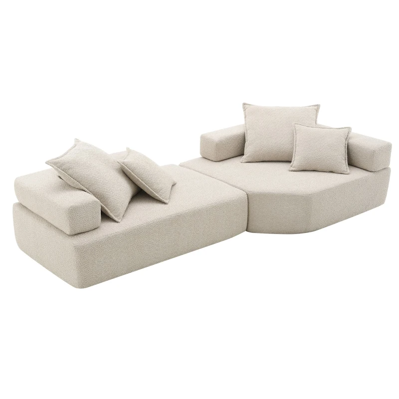 Oversized Modular Sectional Sofa with 2-Piece Free Combination, Spacious Sofa Bed for Living Room, 103.5" L x 47.5" W x 24.5" H, Beige