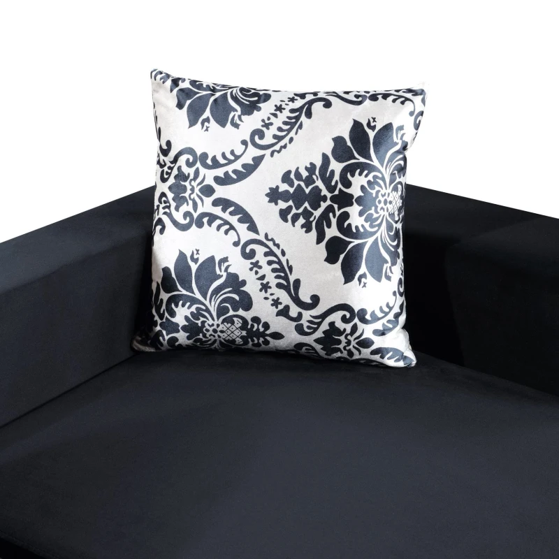 110" x 85" Modern U-Shape Velvet Corner Sectional Sofa with Lots of Pillows, Elegant and Functional Indoor Furniture, for Living Room, Black