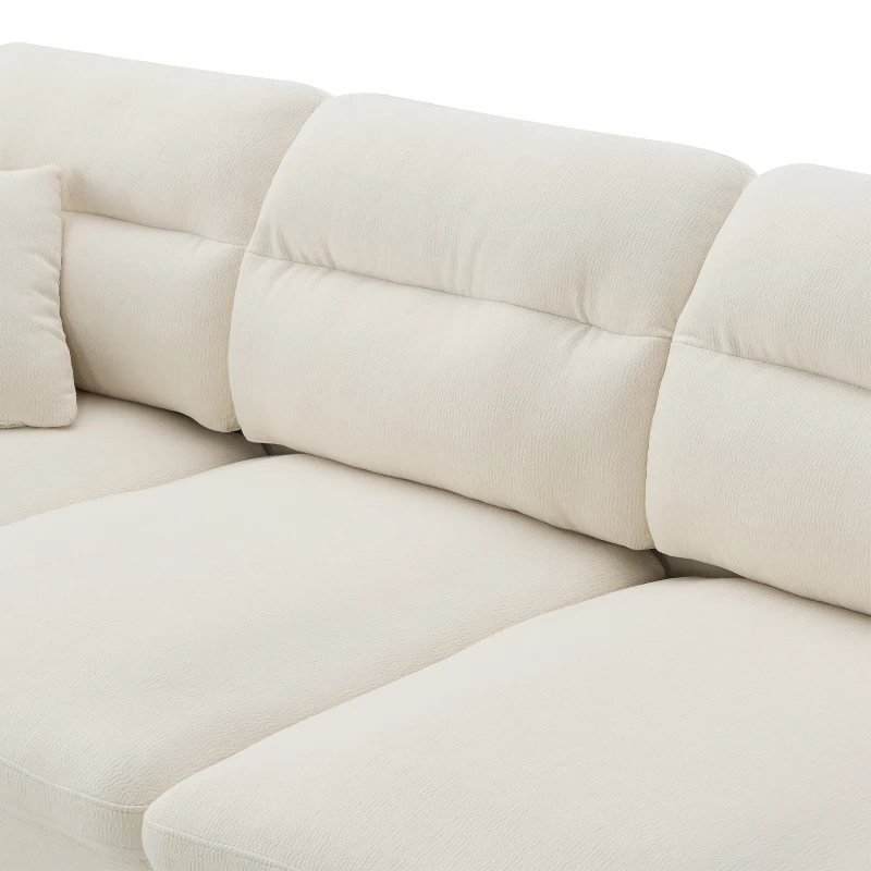 110" x 62" Modern L-Shaped Convertible Sectional Sofa with Free Pillows, 5-Seat Furniture for Living Room, 110″ L x 62″ W x 34″ H, Beige