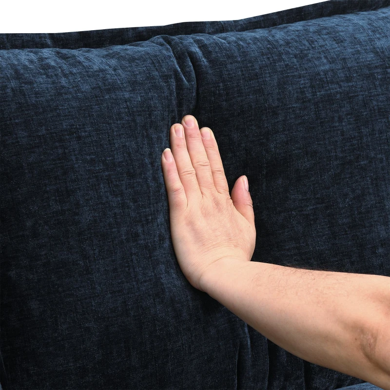 Modern U-Shaped 6-Seat Sectional Sofa with Chaise Lounge, Upholstered Sleeper Couch with Waist Pillows, 110″ L x 55″ W x 33″ H, Blue