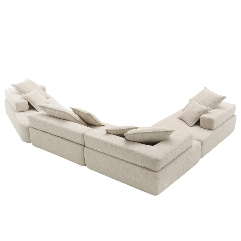 156" Oversized Modular U-Shaped Sectional Sofa with 4 Pieces Free Combination, Convertible Sleeper Couch for Living Room, Beige