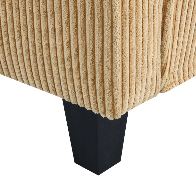 87" x 61" Modern L-Shaped Corduroy Sofa with Reversible Chaise, 4-Seat, Couch with Pillows for Living Room, 87″ L x 61″ W x 33″ H, Yellow