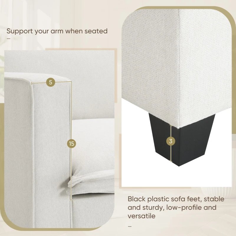 109" x 57" Modern Sectional Cloud Sofa with Console, USB Charging Port, Cup Holder, 4-Seat Chenille Couch for Living Room, Beige