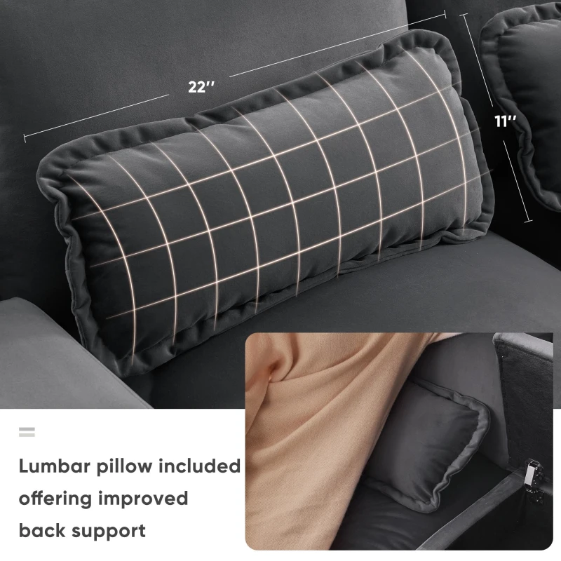 123" Modern U-Shaped 6-Seat Upholstered Sleeper Sofa Set with Console, Cupholders, USB Ports, and Chaise, 123″ L x 55″ W x 33″ H, Gray