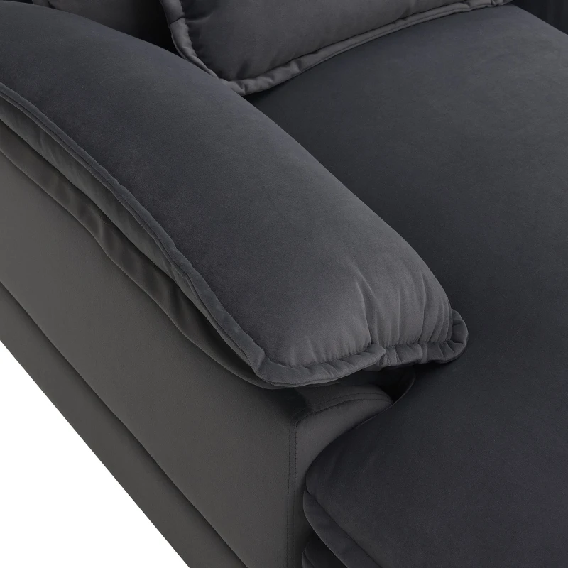 Modern U-Shaped 6-Seat Sectional Sofa with Chaise Lounge, Upholstered Sleeper Couch with Waist Pillows, 110″ L x 55″ W x 33″ H, Gray