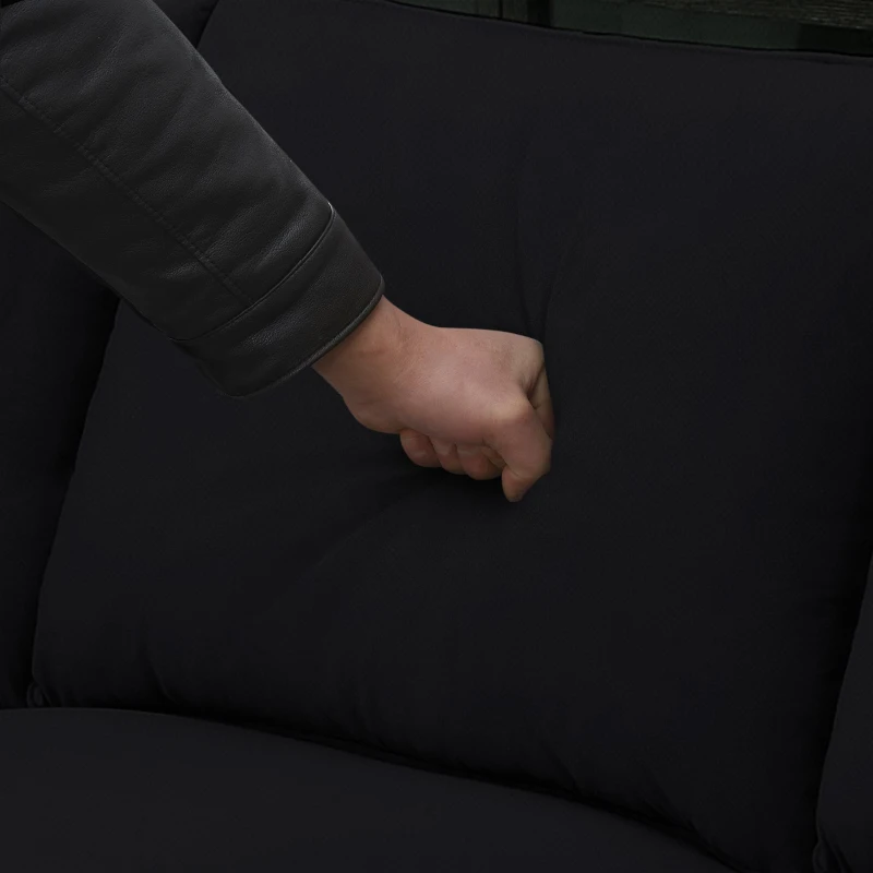 112" x 87" 7-Seater Modular Sofa with Ottoman and 3 Pillows, L-Shaped Fabric Couch Set, Modern Living Room Furniture, Black