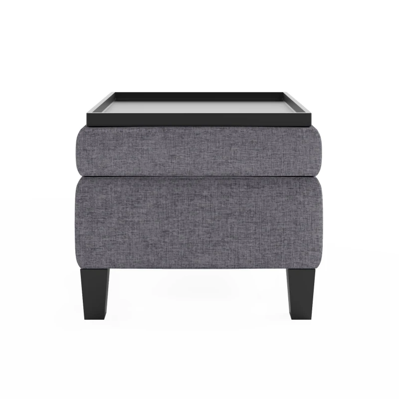 87" Modern Sectional Sofa with Coffee Table, Ottoman, Armrests, 6 Pillows, 6-Seat Couch for Living Room, 87″ L x 87″ W x 30″ H, Gray