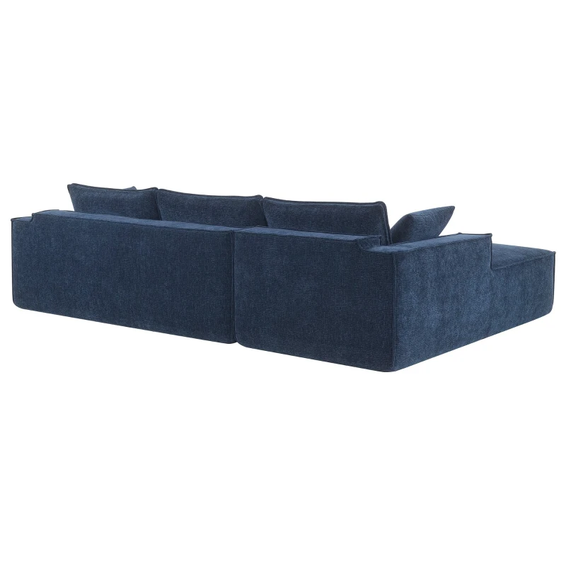 Minimalist Modular Sectional Sofa, Wrinkle-Resistant Chenille, L-Shaped Sleeper, No Assembly Required, 111.5" L x 72" W x 32" H, Dark Blue